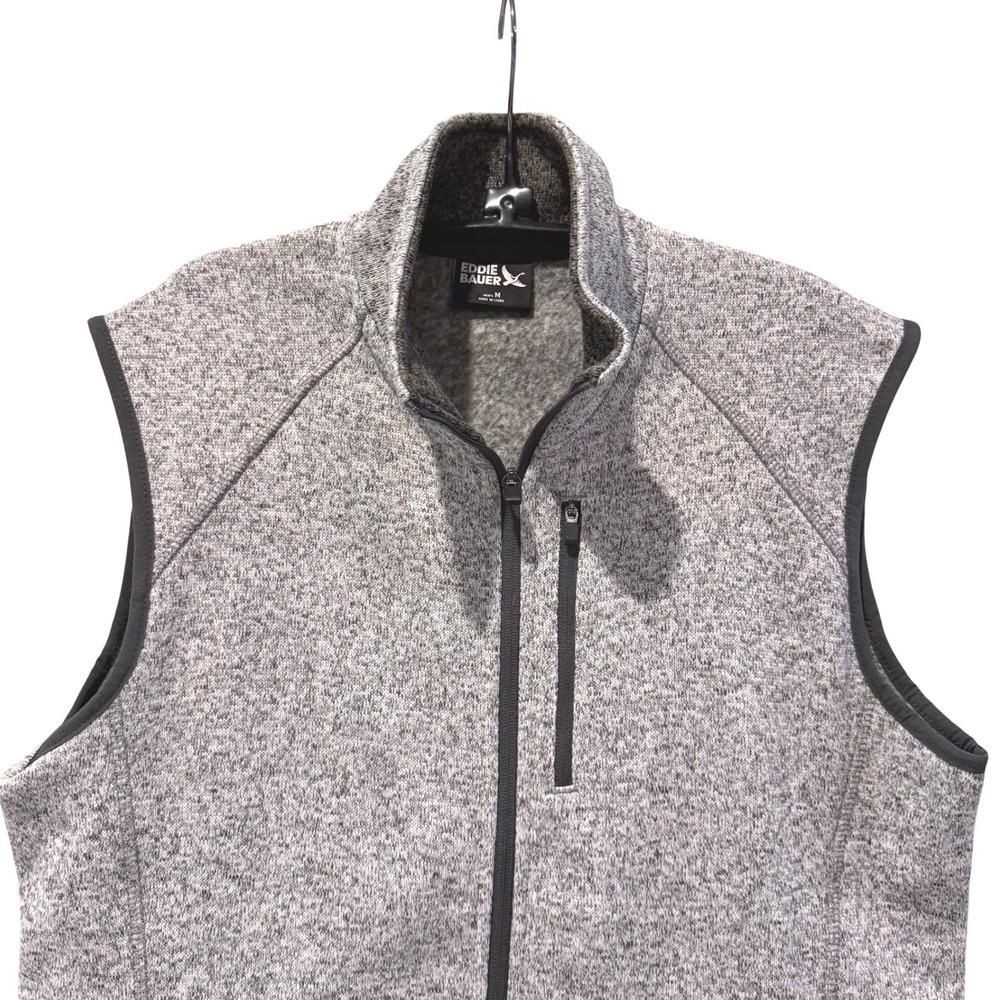 Eddie Bauer Mens Fleece Vest Gray Full Zip Outdoor Outfiters‎ Size Medium